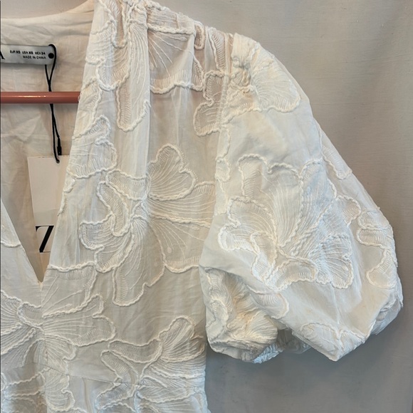 ZARA EMBROIDERED VOLUMINOUS DRESS ZW COLLECTION Oyster-white | XS - Picture 14 of 16